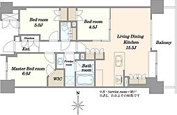 パークホームズ南麻布ザレジデンス 3LDKの間取図画像