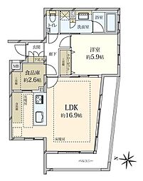 ラグディア高輪 1LDKの間取図画像
