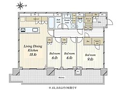 HARUMIFLAGPARKVILLAGET棟 3LDKの間取図画像