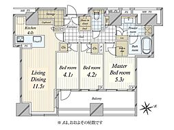 クラッシィタワー新宿御苑 3LDKの間取図画像