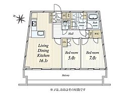 プラウド新宿御苑エンパイア 2LDKの間取図画像