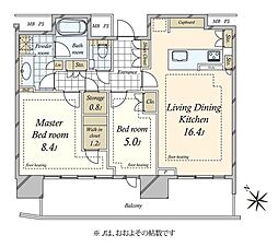 パークコート赤坂檜町ザタワー 2SLDKの間取図画像