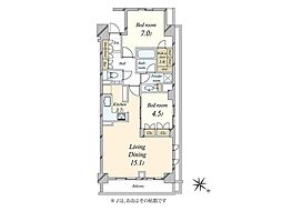 ザ・パークハウス諏訪山 2LDKの間取図画像