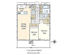 グランドメゾン白金の杜ザ・タワー 2SLDKの間取図画像