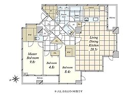 シティタワー高輪 3LDKの間取図画像