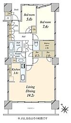 シティタワー品川 2LDKの間取図画像