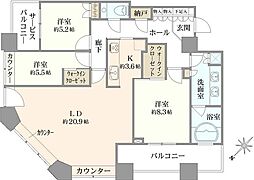 芝浦アイランドケープタワー 3LDKの間取図画像