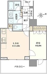 プラウドタワー芝浦 1LDKの間取図画像