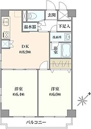 キョウエイハイツ田町 2DKの間取図画像
