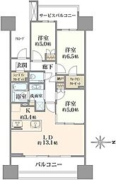 クラッシィハウス芝浦 3LDKの間取図画像