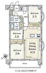 虎ノ門ガーデン 1SLDKの間取図画像