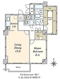 広尾ガーデンヒルズO棟 1LDKの間取図画像
