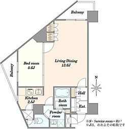 エクセレント麻布十番 1LDKの間取図画像