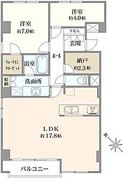 シャトー代官山 2LDKの間取図画像