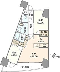 プラウドシティ東雲キャナルマークス 2SLDKの間取図画像