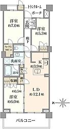 プラウドシティ阿佐ヶ谷ヴィラD 3SLDKの間取図画像