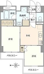 雷門スカイマンション 2DKの間取図画像