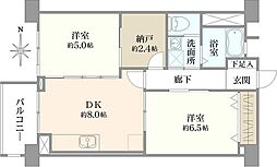 業平橋住宅 2SDKの間取図画像