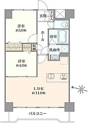 白鳥貳番館ダイヤモンドマンション 2LDKの間取図画像
