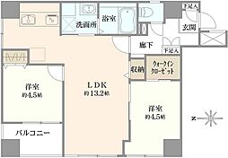ドムール入谷 2LDKの間取図画像