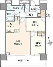 プラウドタワー小岩フロント 31階 2LDKの間取図画像