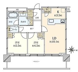 プラウドタワー亀戸クロスブライトタワー 2LDKの間取図画像