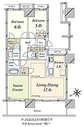 プラウドタワー東雲キャナルコート 2SLDKの間取図画像