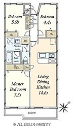 ハイホーム南大井 3LDKの間取り