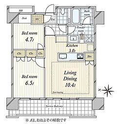 ザ・ヨコハマフロントタワー 2LDKの間取図画像