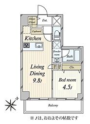 菱和パレス学芸大学 1LDKの間取図画像