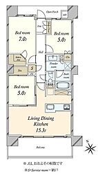 プラウド学芸大学 3LDKの間取図画像