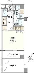 日神デュオステージ経堂 1Kの間取図画像