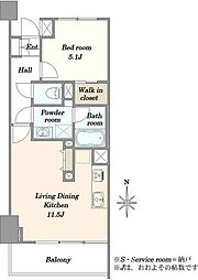 レグノ・スイート三軒茶屋 1LDKの間取図画像