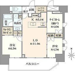グランリビオ芝大門 2SLDKの間取図画像