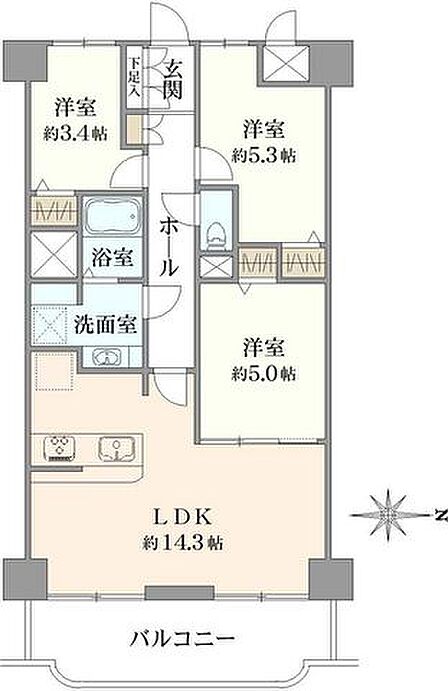 3LDK 間取り