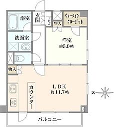 プレール・ドゥーク中野坂上 1LDKの間取図画像