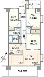 王子神谷パークハウス 3LDKの間取図画像