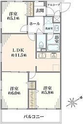 レジェンド板橋本町II 3LDKの間取り