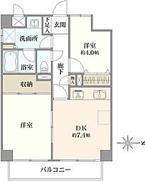 ライオンズマンション金町第5 2DKの間取図画像