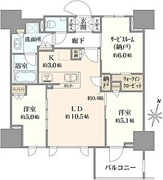 パークスクエア浦和常盤 2SLDKの間取図画像