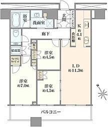 勝どきザ・タワー 3LDKの間取図画像