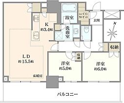 プラウドタワー金町 2LDKの間取図画像