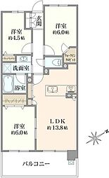 プラウド市川菅野 3LDKの間取図画像