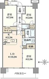ワンダーベイシティSAZANガーデンウエスト 3LDKの間取図画像