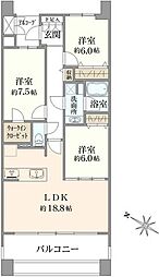 グランスイートブルーベイフロントタワー 3LDKの間取図画像