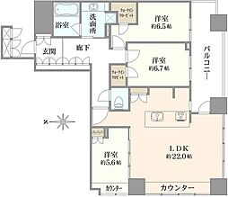 武蔵野タワーズスカイクロスタワー 3LDKの間取図画像