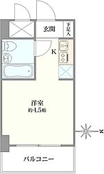 グローリア初穂武蔵境 ワンルームの間取図画像