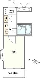 クリオ西横浜壱番館 ワンルームの間取図画像