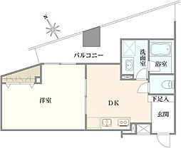 ヴェルヒルズ町田 1DKの間取図画像