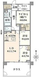 川崎市中原区今井西町マンション 2SLDKの間取図画像